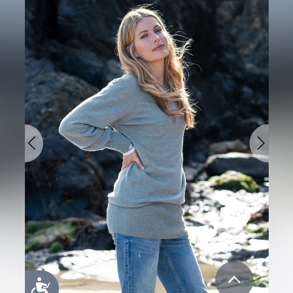 Celtic & Co Supersoft Slouch Sweater. Vintage Blue.